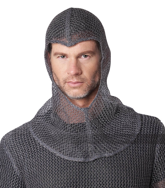 METALLIC KNIT CHAINMAIL TUNIC AND COWL / ADULT - California Costumes